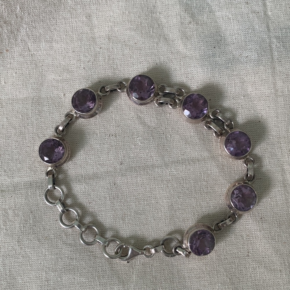 Large Amethyst Stone Bracelet